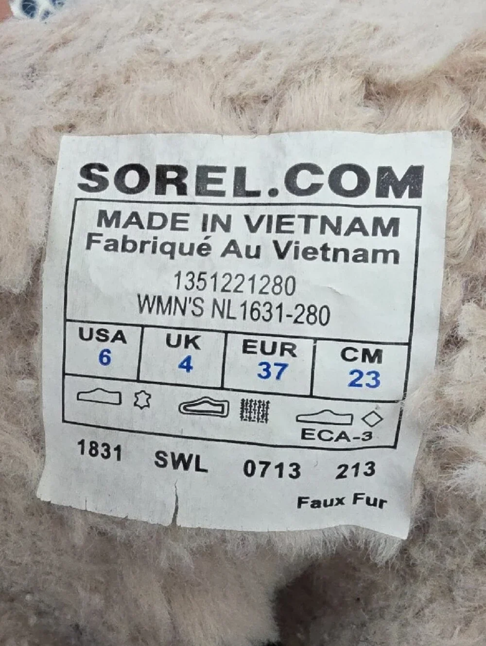 Sorel Tan and Black Winter Boots with Cream Faux Fur - Picture 2 of 9